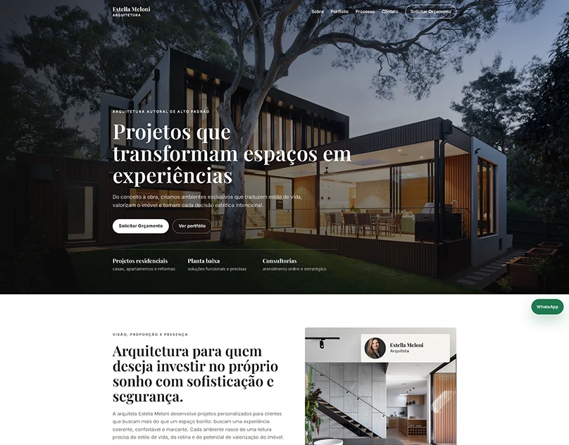 Capa da landing page de Arquiteta