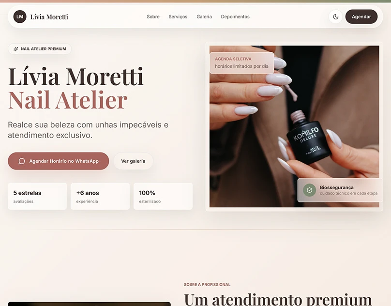 Capa da landing page de Manicure